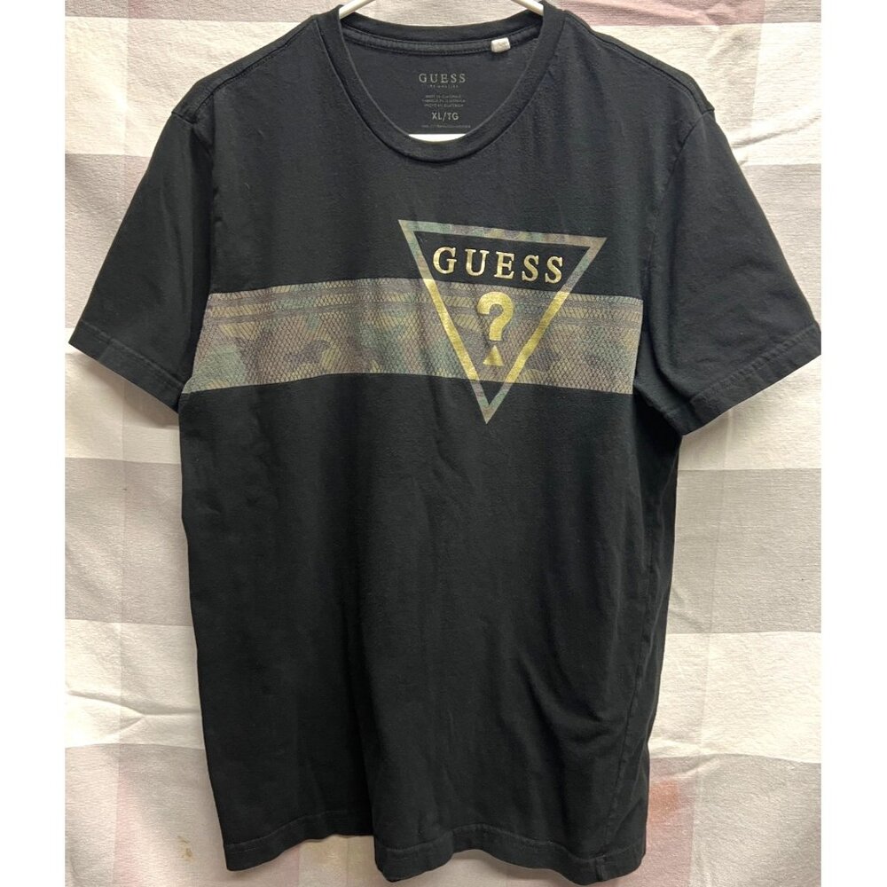 Guess Black Graphic T-Shirt XL 100% Cotton Casual Crew Neck Short Sleeve Tee
